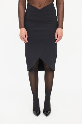 Balenciaga V Waist Asymmetrical Midi Skirt