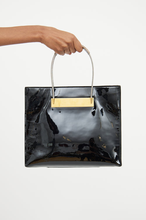 Balenciaga Black Patent Cable Shopper Bag