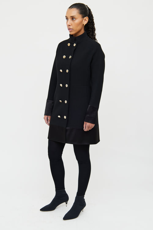 Balenciaga Black Wool Double Breasted Long Coat