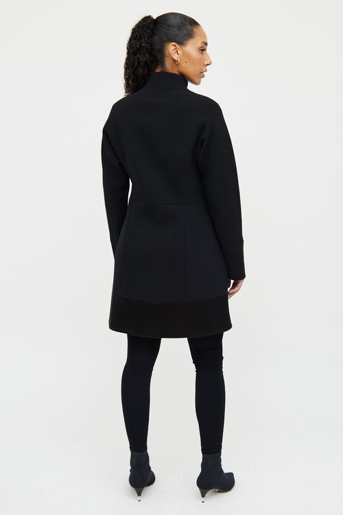 Balenciaga Black Wool Double Breasted Long Coat