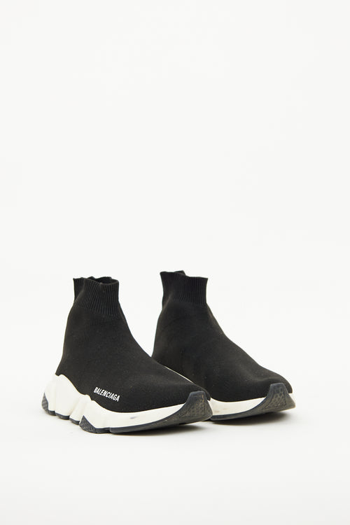 Black 
White Speed Knit Sneaker Balenciaga