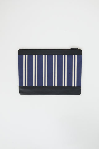 Balenciaga Navy 
Multicolour Striped Logo Pouch