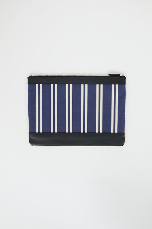 Balenciaga Navy 
Multicolour Striped Logo Pouch