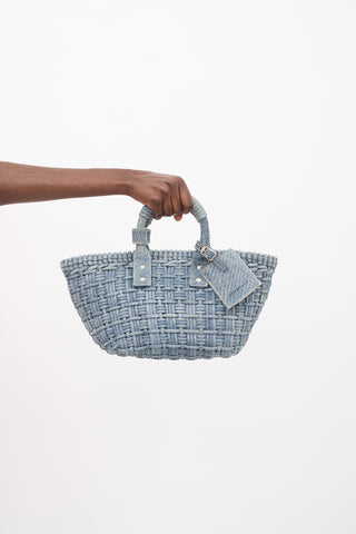 Balenciaga Blue Denim Bistro XS Basket Bag