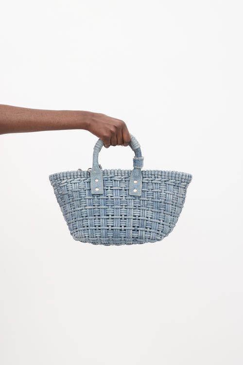 Balenciaga Blue Denim Bistro XS Basket Bag