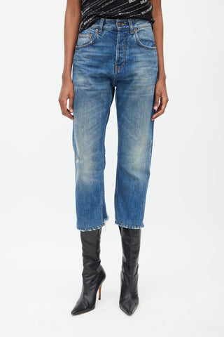 Balenciaga Blue Distressed Cropped Jeans