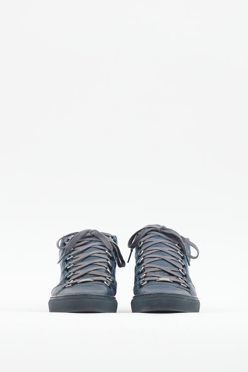 Balenciaga Blue Leather Arena High Top Sneaker