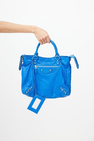 Balenciaga Blue Leather City Bag