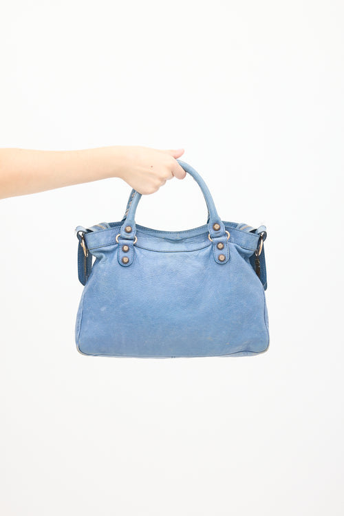 Balenciaga Blue Leather Motocross City Bag