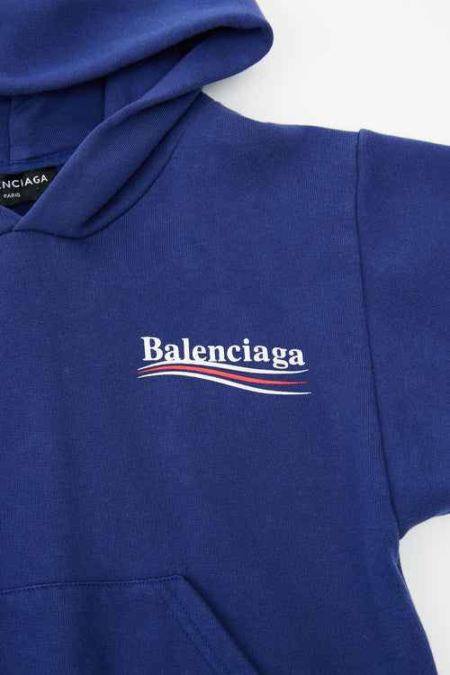 Balenciaga Navy Logo Small Hoodie