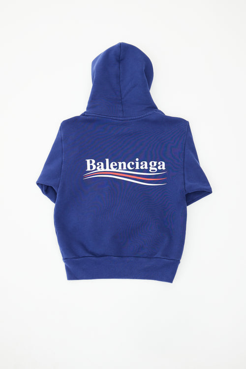 Balenciaga Navy Logo Small Hoodie