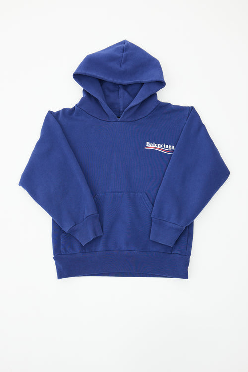 Balenciaga Navy Logo Hoodie