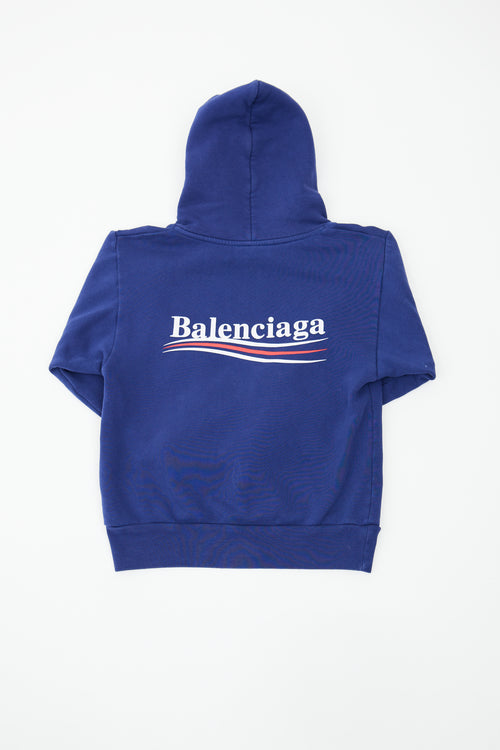 Balenciaga Navy Logo Hoodie