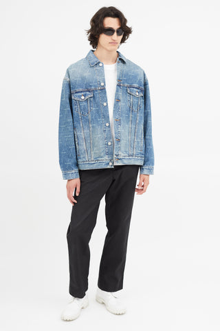 Balenciaga Blue Monogram Denim Jacket