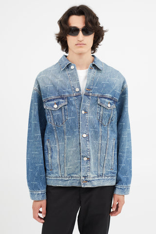 Balenciaga Blue Monogram Denim Jacket