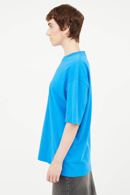 Balenciaga Blue Oversized Logo T-Shirt