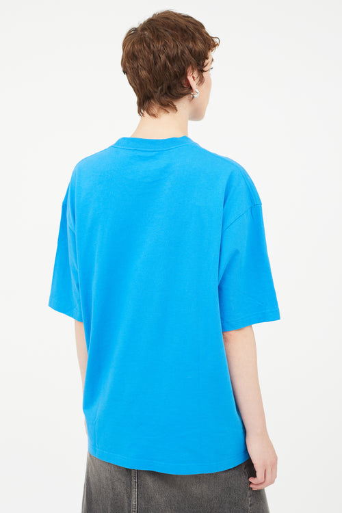 Balenciaga Blue Oversized Logo T-Shirt