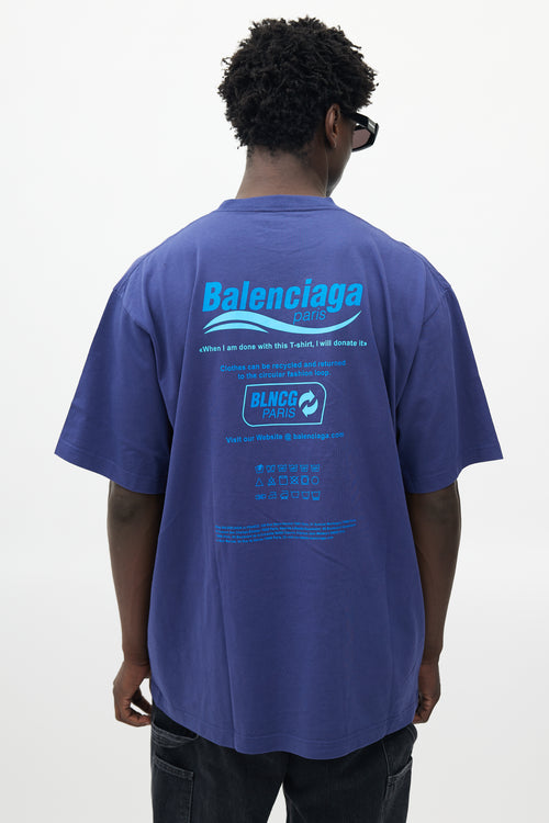 Balenciaga Blue Recycle Logo T-Shirt