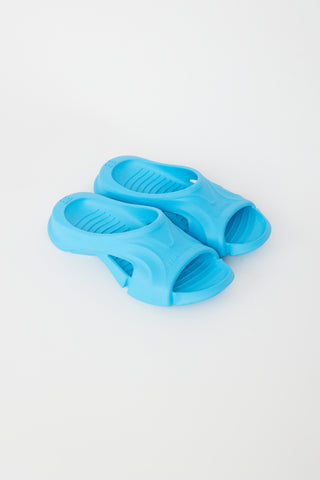 Balenciaga Blue Mold Textured Rubber Slide Sandal