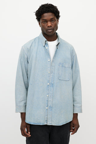 Balenciaga Blue Washed Denim Logo Shirt