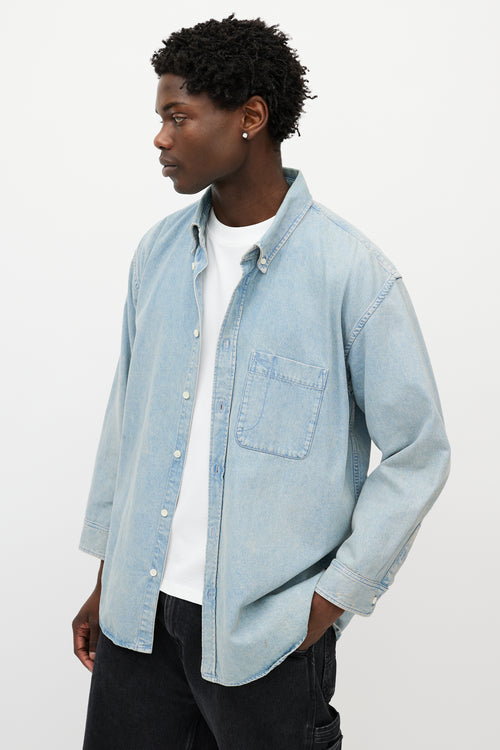 Balenciaga Blue Washed Denim Logo Shirt