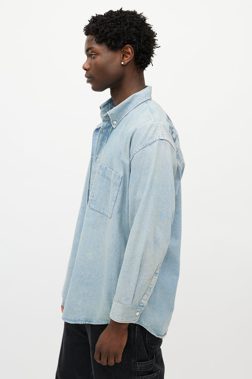 Balenciaga Blue Washed Denim Logo Shirt