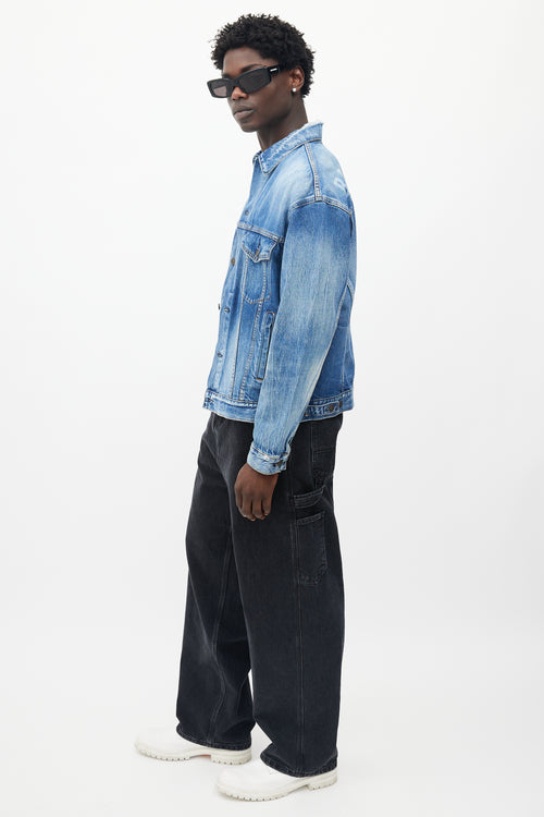 Balenciaga Blue Washed Denim Shoulder Logo Jacket