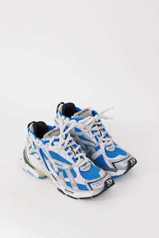 Balenciaga Blue 
White Deconstructed Runner Sneaker