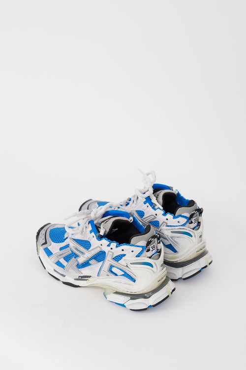 Balenciaga Blue 
White Deconstructed Runner Sneaker