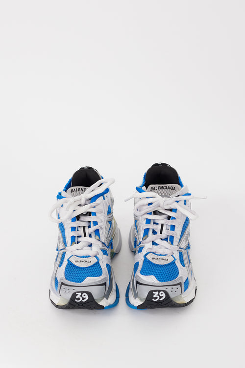 Balenciaga Blue 
White Deconstructed Runner Sneaker