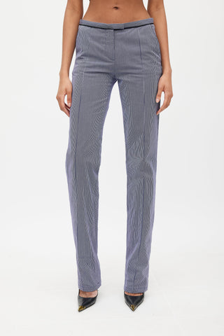 Balenciaga Blue 
White Pinstripe Low Rise Trouser