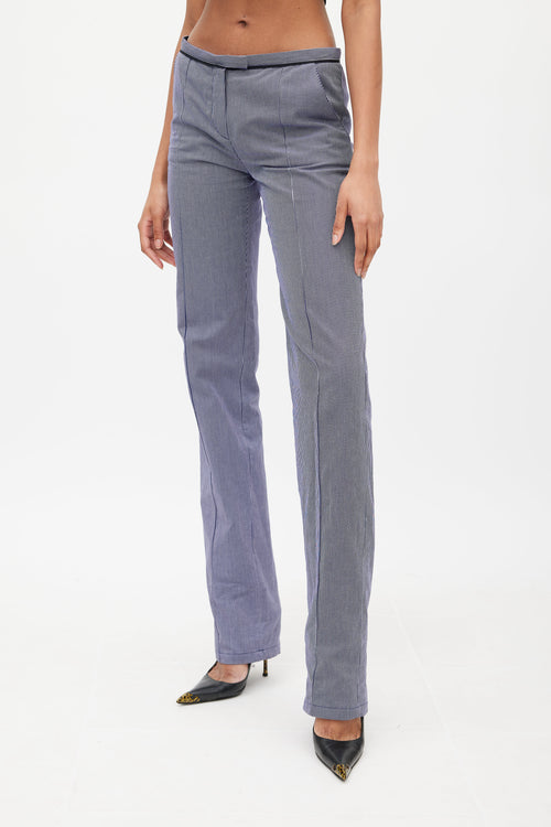 Balenciaga Blue 
White Pinstripe Low Rise Trouser