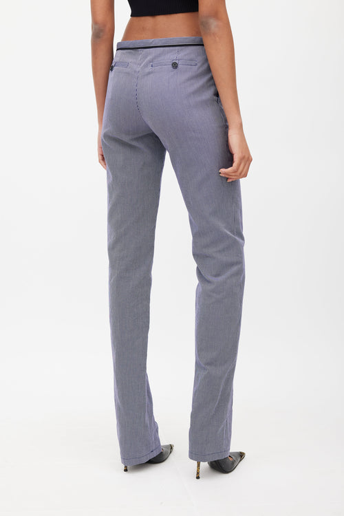 Balenciaga Blue 
White Pinstripe Low Rise Trouser