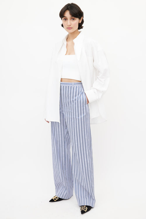 Balenciaga Blue 
White Stripe Trouser