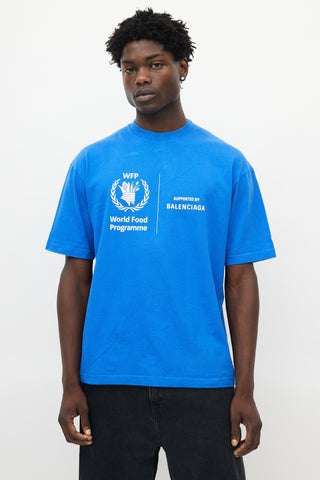 Balenciaga Blue 
White World Food Programme T-Shirt