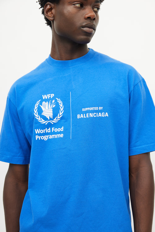 Balenciaga Blue 
White World Food Programme T-Shirt