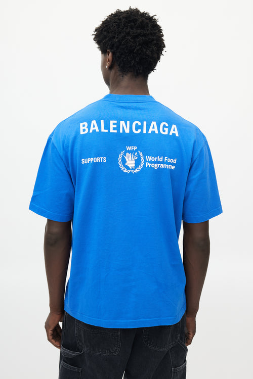 Balenciaga Blue 
White World Food Programme T-Shirt