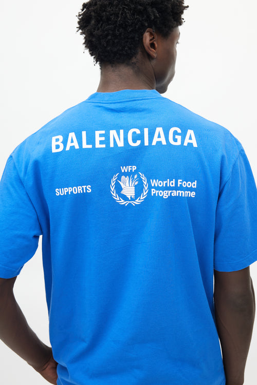 Balenciaga Blue 
White World Food Programme T-Shirt