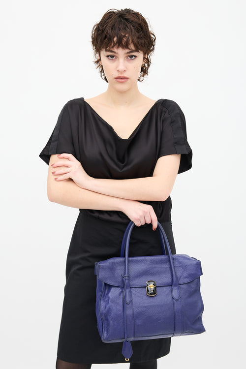 Balenciaga Blue Leather Top Handle Bag