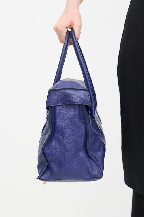 Balenciaga Blue Leather Top Handle Bag