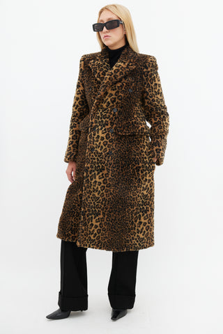 Balenciaga Brown 
Black Hourglass Faux Fur Coat