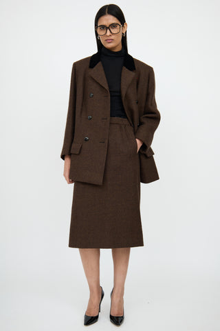 BalenciagaBrown Wool Blazer 
Skirt Set