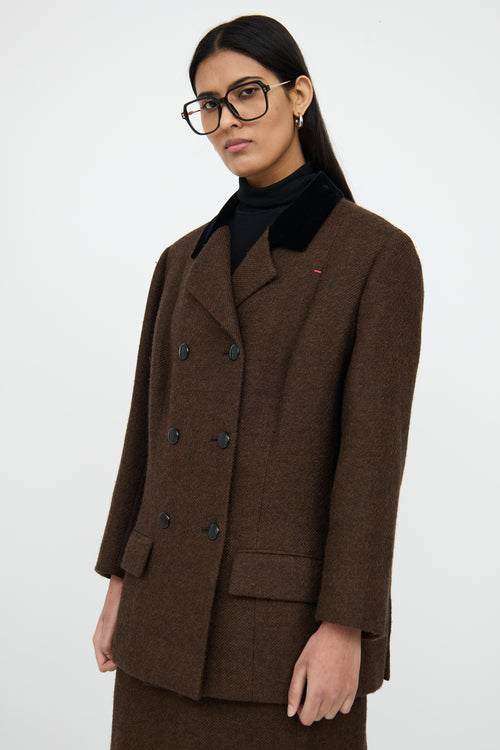 BalenciagaBrown Wool Blazer 
Skirt Set