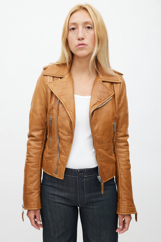 Balenciaga Brown Leather Biker Jacket