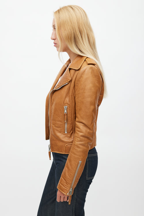 Balenciaga Brown Leather Biker Jacket