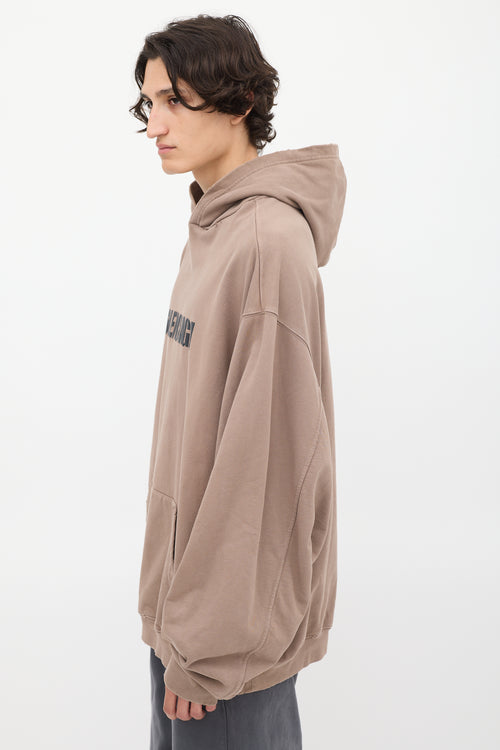 Balenciaga Brown Logo Distressed Pullover Hoodie