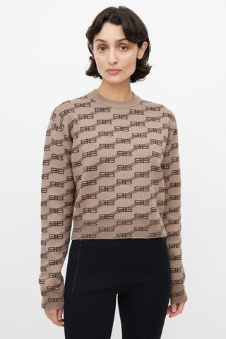 Balenciaga Brown Monogram Knit Sweater