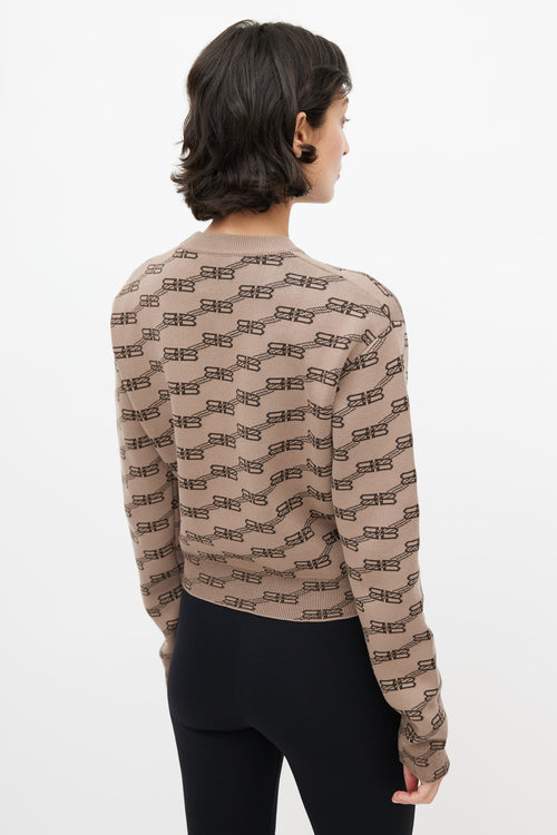 Balenciaga Brown Monogram Knit Sweater