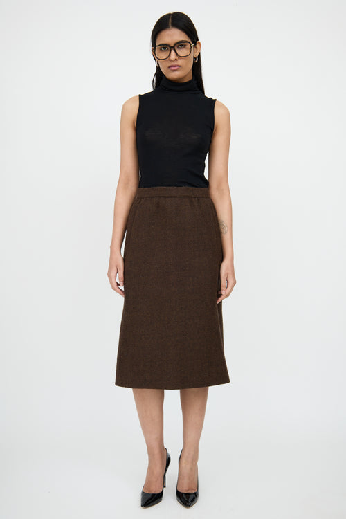 BalenciagaBrown Wool Blazer 
Skirt Set