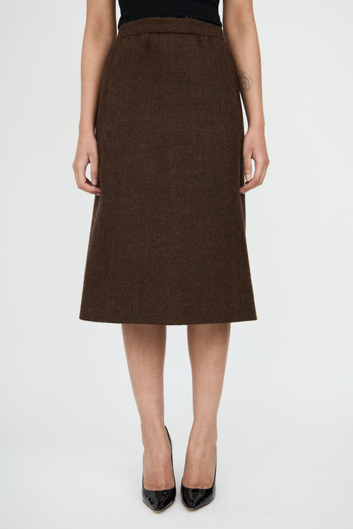 BalenciagaBrown Wool Blazer 
Skirt Set